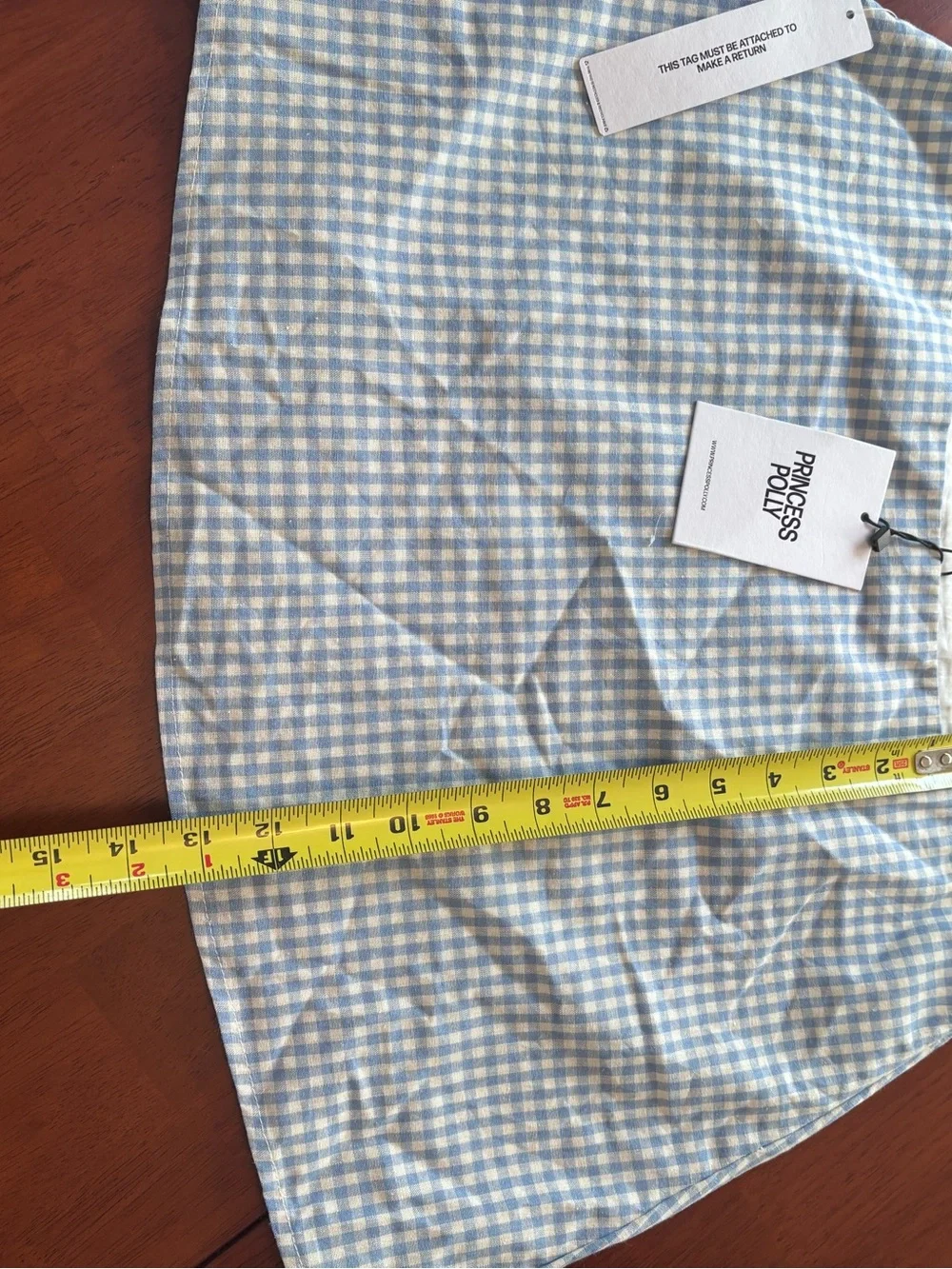 Princess Polly Blue & White Gingham Mini Skirt sz 8 NWT